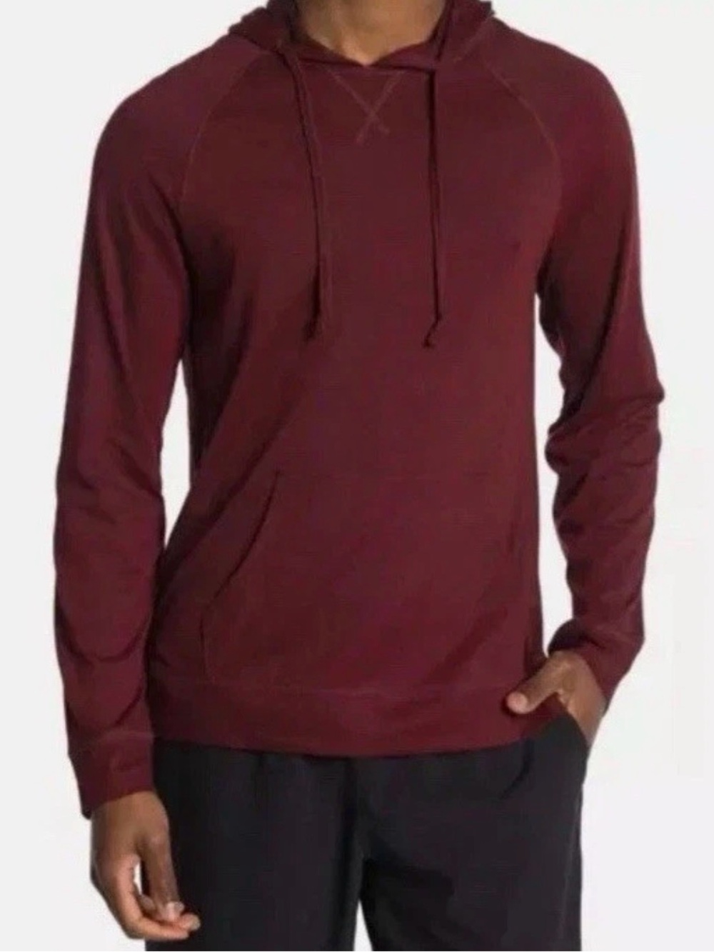 Public Opinion Men's Lightweight Shirt Maroon Pullover Hood